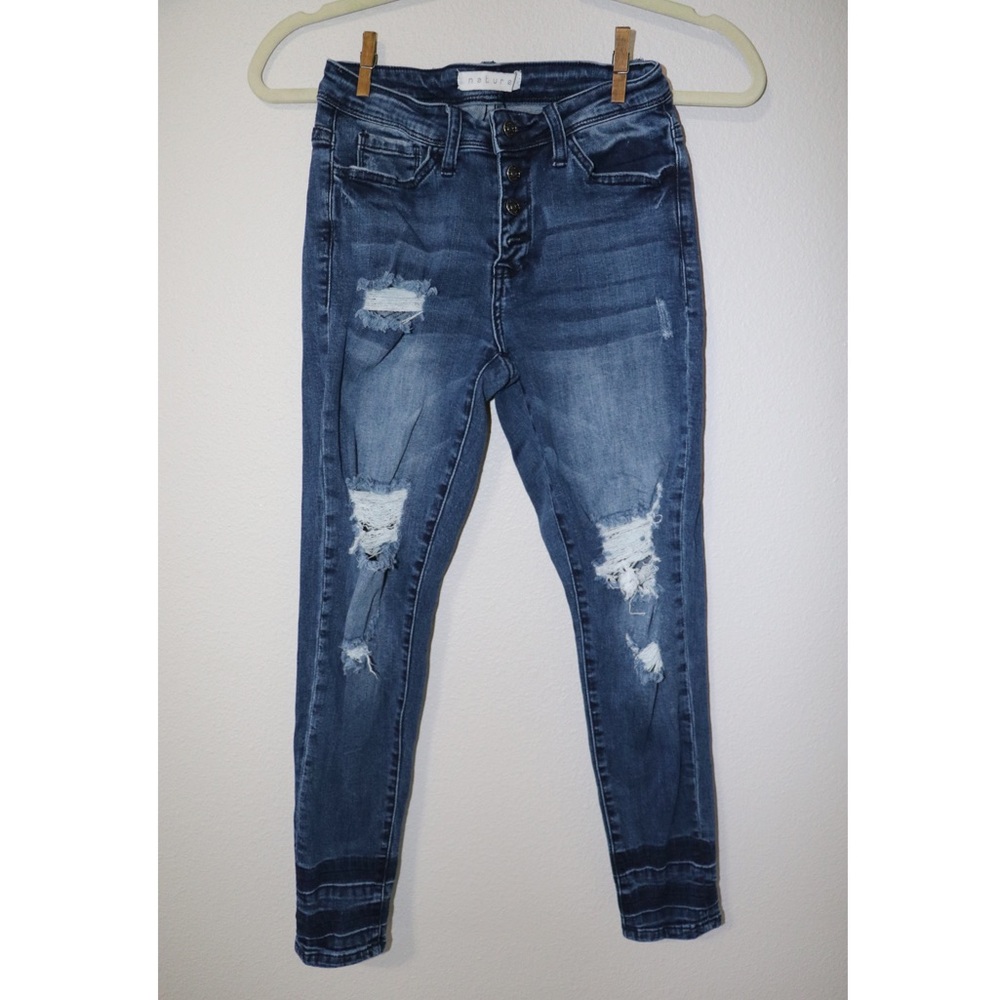 Nature Distressed Dark Blue Skinny Jeans
